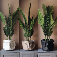 Load image into Gallery viewer, BRAEMAR extra large kraft paper washable recyclable eco friendly reusable indoor plant pot cover bag storage basket small medium large 30cm 12in 12 inch Scandi Nordic style neutral customisable versatile contemporary light pale dove grey warm beige light snow white carbon black dark monochrome planter patterned simple stylish cheap value Edinburgh Scotland UK
