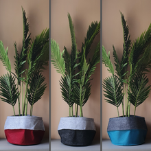 Load image into Gallery viewer, CLOVA extra large polyester felt eco friendly reusable indoor plant pot cover bag storage basket small medium large 25cm 30cm 10in 12in 10 12 inch Scandi Nordic style neutral customisable versatile contemporary light pale dove grey dark grey anthracite graphite black light red Christmas teal turquoise blue green aqua dark monochrome planter patterned simple stylish cheap value Edinburgh Scotland UK
