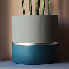 Load image into Gallery viewer, Extra large concrete indoor plant pot planter grey loch blue turquoise teal silver painted 25cm 10 inch 10in Scandi Nordic
